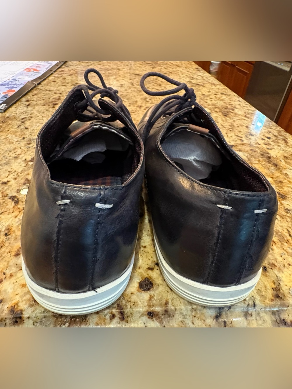 Ben Sherman Black Leather Derby Shoes with Contrasting White Sole - Picture 6 of 6